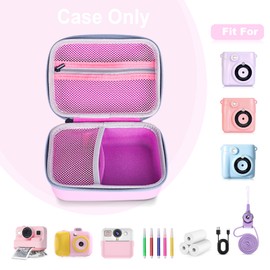 Riosin Kids Instant Print Camera Case Compatible with YORKOO/OPERHOO/CHRERNA/YKSLEMON/CKATE Kids Instant Print Camera, Hard Storage Case with Inner Pocket for Girls Boys Toys Gift- Case Only (Pink)