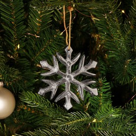 com-four® 6 x Hanging Decoration Snowflake - Decorative Figure Made of Nickel-Plated Aluminium - Christmas and Elegant Home Accessory - Decoration for Winter Time