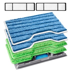 KEEPOW Reusable Replacement Pads Compatible with Shark Vac Mop VM252 VM200 VC205 VM250 /QM250 VM190 VM200P12, Washable Vacuum Mop Pad Refills, Upgraded Design of Dirt Chamber (1+2+2+2 Pads)