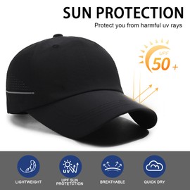 AYPOW 2 Pieces Baseball Cap Unisex Quick Drying Baseball Cap Sports Running Cap UV Protection Lightweight Baseball Cap with Reflective Stripes Running Hat Summer Hat Golf with Adjustable Snapback Men