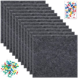Fainne Large 35" x 47" Felt Bulletin Board for Wall 12 Pcs Cork Boards Square Felt Tiles with 60 Push Pins Self Adhesive Cork Board for Photos Memos School Office Kitchen DIY(Gray,One Square)