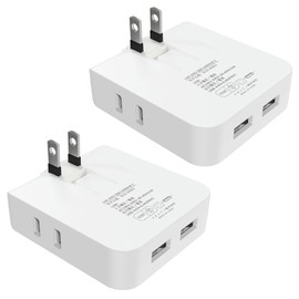 Corner Tap Mini Power Strip 4 Gang USB 2 Port Outlet Power Strip Swing Plug Outlet Snap Tap Outlet Corner Tap Side Tap Gap Outlet Outlet Splitter Small Thin PSE Certified White (2)