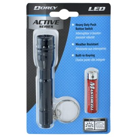 Dorcy 10-Lumen Water Resistant LED Keychain Flashlight with Tail Cap Push Button Switch, Assorted Colors (46-4001)