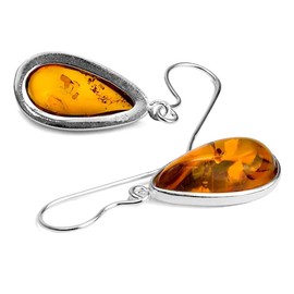 Ian and Valeri Co. Amber Sterling Silver Large Teardrop Earrings