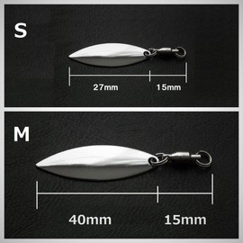 Luana Lure Fishing Willow Leaf Blade Set of 10 / Handcraft Metal Jig Spinner Frog Hard Soft Lure Modified Willow (Silver, S)