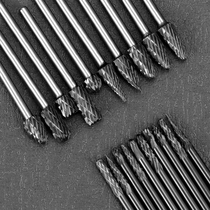 QWORK® 20 PCS Double Cut Rotary Burr Set - 1/8"