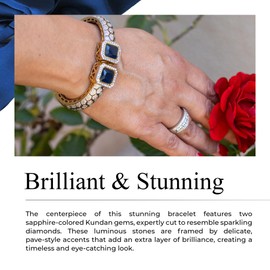 Royal Princess 18K Gold-Plated Cuff Bracelet with Intricate Hexagonal Design; Stunning Gold Bangle Bracelet for Women with Topaz-Colored Stones; Elegant, Durable, and Fit for Different Occasions