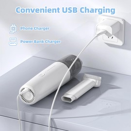 Zannful Portable Car Vacuum Cleaner, Cordless Handheld Vacuum, Lightweight Mini Vacuum for Car and Home with Washable HEPA Filter, Rechargeable
