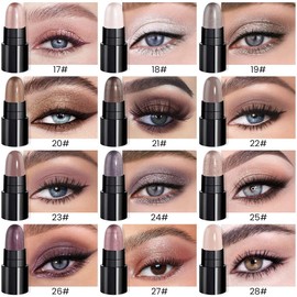 AMY'S DIARY Capsule Eye shadow Sticks Set, 12 Colors, Waterproof Smoky Eye Pencils, Champage Pearl Taupe Bronze Cocoa Shimmer Stone Putty shimmer Eyeshadow Pencil Pen Makeup (Set02)