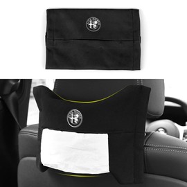 OYDDL Universal Car Tissue Holder Seat Cloth Holder Hanging Tissue Box Compatible with Alfa Romeo Giulietta Giulia Mito Stelvio GT 147 156 159 166 (Black)