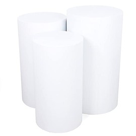 3 Piece Set Metal Round Cylinder Pedestals Display Decor,Stage Set Cylindrical Display Stand,White Wedding Party Art Display Plinths Pillars,DIY Wedding Decoration