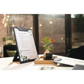 SIGEL KB101 Clipboard A5 Black with Stand Function Sturdy Stylish Clipboard with Elegant Linen Texture Durable and Easy Wipe Clean