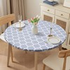 Yeqqzq Round Fitted Vinyl Tablecloth with Elastic Edged, Flannel Backing,