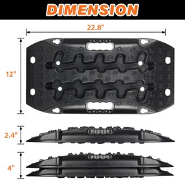 OULEME Recovery Traction Boards, Off-Road Track Traction Mats for Sand, Mud, and Snow - 4WD RV Truck Jeep SUV Traction Pads with Carry Bag (Black)
