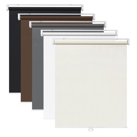 LazBlinds No Tools No Drill Cordless Roller Shades, 100% Blackout Roller Blinds for Windows, Thermal Insulated UV Protection Waterproof Roll Up Window Blinds and Shades, 25'' W x 72'' H, Black