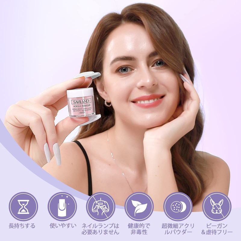 Saviland Acrylic Nail Kit - 3 Colors Clear White Pink