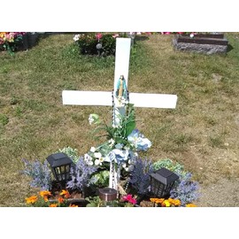 Memorial Crosses Stake for Roadside,Outdoor,Cemetery,Garden, Gravesite,Funerial, Temporary Grave Marker for Dad,Mom,Grandpa,Memorial Marker, Headstone Replacement (Medium 22"X12")