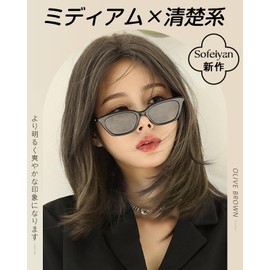 Sofeiyan Wig, Medium, Straight Semi-Long, (New, Neat Style), Divided by Center Part, Natural, Small Face, Heat Resistant, Wig, Women's Dresses, Lolita Costume, Everyday Use, Net Included, Fashion Wig,