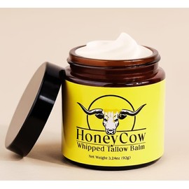 Honey Cow 4oz Beef Tallow for Skin & Face | 100% Grass-Fed Tallow Face Moisturizer | Natural Beef Tallow Balm for Sensitive Skin