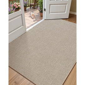 Color&Geometry Large Front Door Mat Indoor Entrance Rubber Backed, 32"x48" Indoor Door Mats for Entryway Non Slip, Dirt Trapper Double Doormat, Washable Front Door Rugs, Khaki