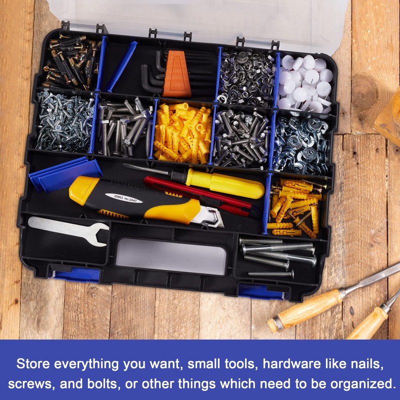Hardware Organizer Box with 34 Compartments & Removable Dividers -