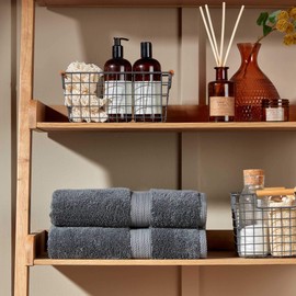 Christy Renaissance 2 Hand Towels Set | Ash Grey | 100% Egyptian Cotton | Luxuriously Soft and Super Absorbent | 675 GSM | Plush Fluffy and Long Lasting