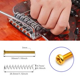 8 Sets Humbucker Pickup Mounting Screw with Double Coil Pickup Ring & Height Adjusting Spring, Black American Thread for US Electric Guitar Humbucker Replacement,Gold