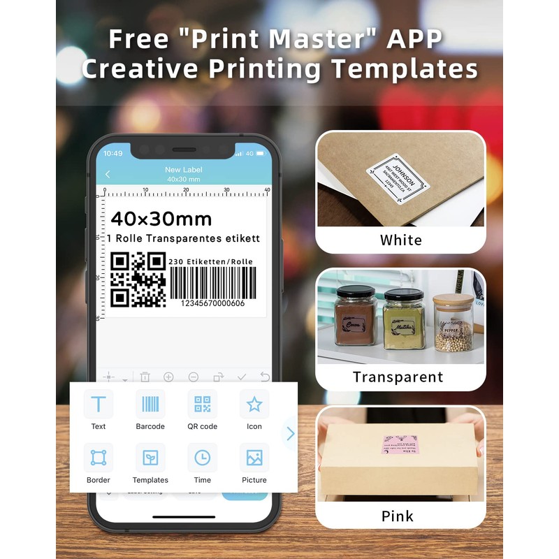 Phomemo M120 Bluetooth Label Printer - Thermal Label Maker Machine