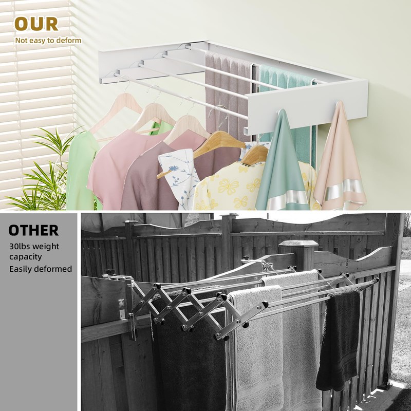 Wall Mounted Drying Rack for Laundry 23.6'', Foldable Laundry Drying