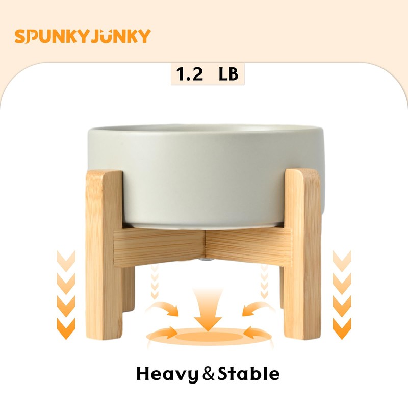 SPUNKYJUNKY Ceramic Elevated Dog Bowls 2 Pack - 5.1inch Raised