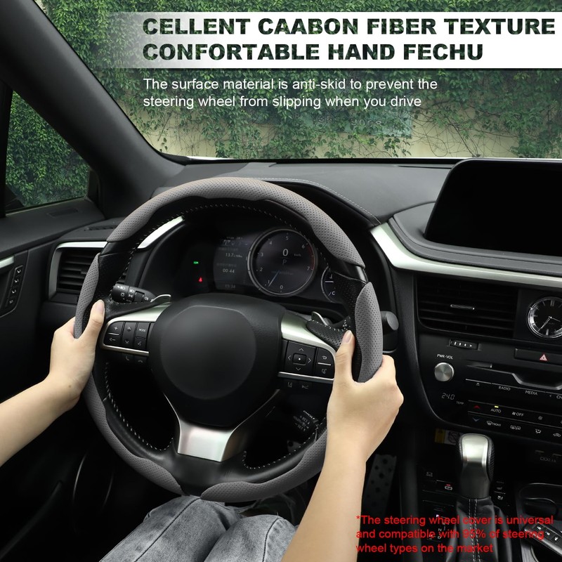 Amiss Car Nappa Leather Steering Wheel Cover, Car Interior Accessories,
