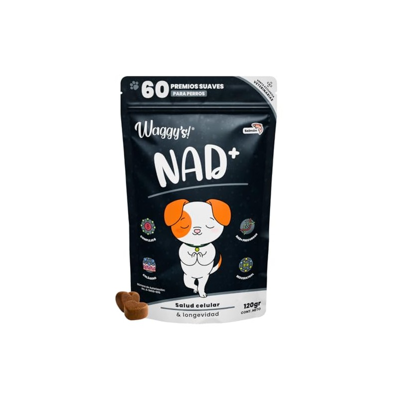 Waggys NAD+, Suplemento Antiedad y Longevidad para Perros, 60 pzs