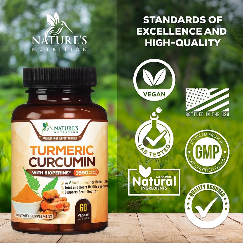 Turmeric Curcumin Supplement - 95% Curcuminoids with Organic Turmeric &