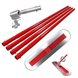 RUPERTOOL Concrete Bull Float Tool Kit with 48x12 inch Round End Fresno Trowel, Stainless Steel Board, 4 Extendable Aluminum Alloy Poles and Tilt Bracket