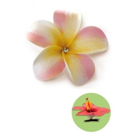 Plumeria Clip Foam Flower - Pink & Yellow Rhinestone