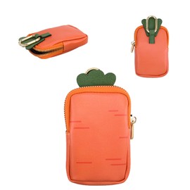 YAJOJO Leather Hand Sanitizer Case For Noshinku 0.67FL. OZ., Portable Mini Zippered Pouch fit for Travel, Cute Fashion Accessory with Snap Hook, Orange Carrot(Bag Only)