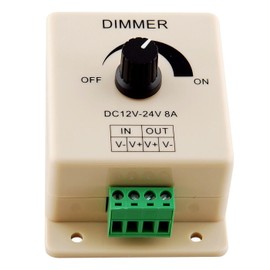 Manual LED Dimmer Controller for LED Strip Lights 12V-24V 8A Mountable with Terminals