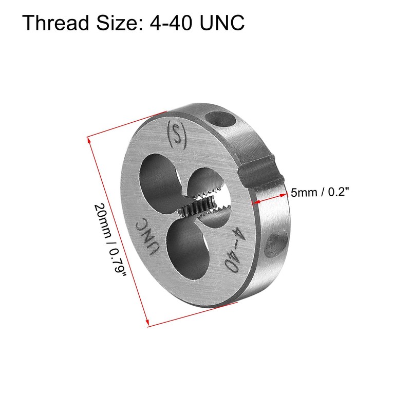 sourcing map Round Die Stock Handle Wrench Set, #4-40 UNC