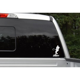 Male Tennis Player Hitting Ball Vinyl Decal Window/Wall Home Decor Sticker- Custom Personailized Add Name Guy Tennis Player Decal- Tennis Racket