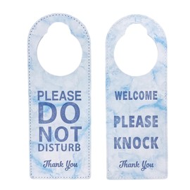 Do Not Disturb Sign, Do Not Disturb Door Sign, Door Knob Hanging Sign Door Hanger Sign, PU Leather Double Sided Door Knob Sign, Do Not Disturb Door Hanger Sign Using in Office Home Meeting (Blue)