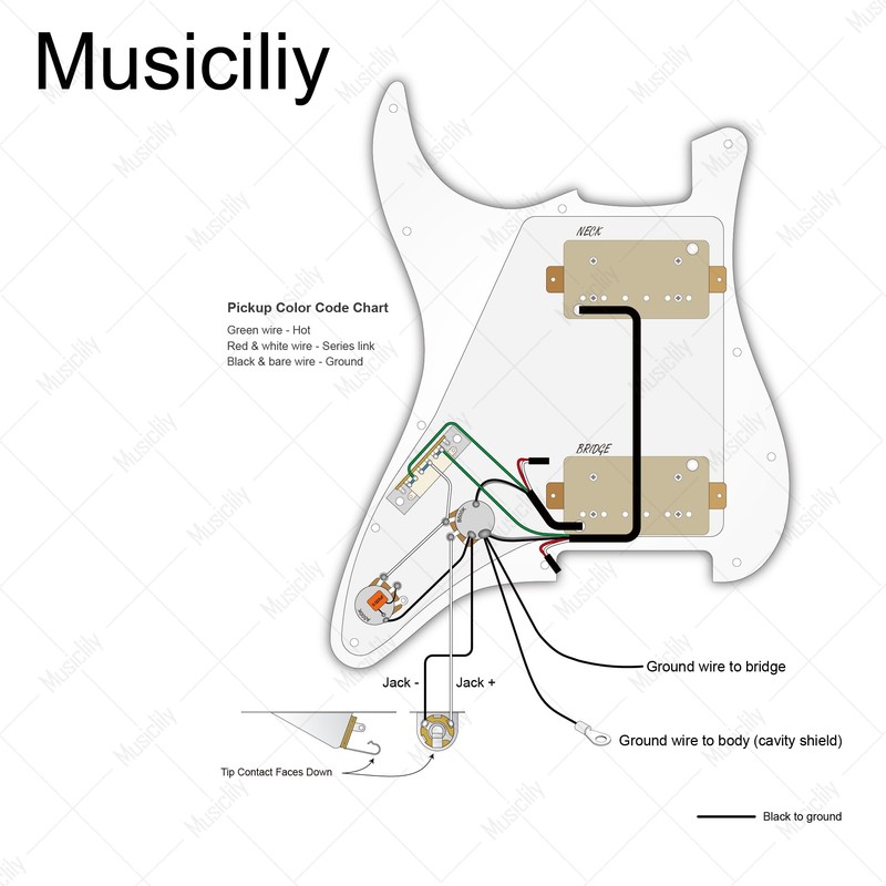Musiclily Pro Guitar Pre-wired Wiring Harness Upgrade for Import ST