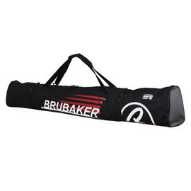 BRUBAKER "Champion" Combo Ski Boot Bag and Ski Bag for 1 Pair of Ski up to 190 cm, Poles, Boots and Helmet - Black Red