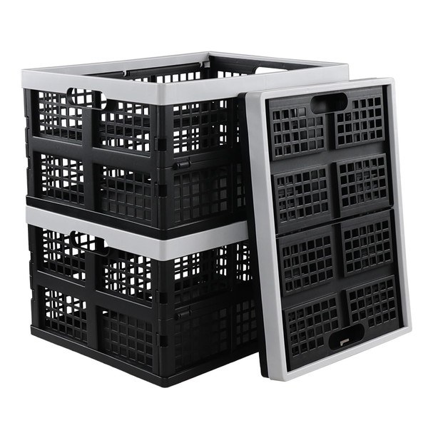 Vadidiya 34 L Plastic Collapsible Storage Crates, Folding Plastic Crate