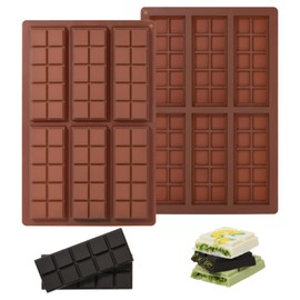 LIFVCNT 2 Pcs Chocolate Molds Silicone, Deep Chocolate Bar Mold, Non-Stick Food Grade Chocolate Mold for Dubai Chocolate Bar Pistachio, Candy and Chocolate Making - 60 Square Shape