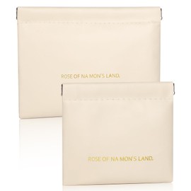 GloréBrochas 2PCS Makeup Bags -PU Leather Lipstick Pouches with Auto-Closure Snap, Cosmetic Pouches for Foundation,Lipstick, Earbuds, Cables, Multi-Use Travel Organizers (Cream White)