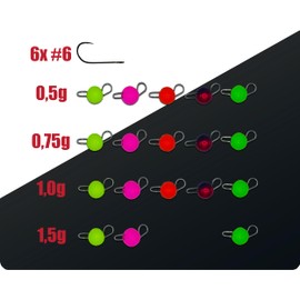 Paradox Fishing UL Tungsten Cheburashka Set I 0.5 g/0.75 g/1.0 g/1.5 g I 25 Pieces I Trout Hooks Rubber Bait Hook Spoons Trout Bait
