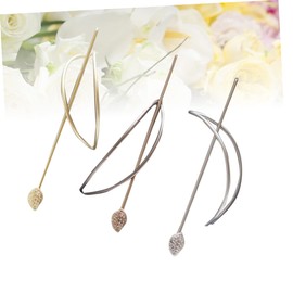 LALAFINA 3pcs Metal Hollow-out Oval Hair Sticks Hair Clips for Women Unique Leaf Design in Gold Silver Gold Parties Weddings Casual Wear