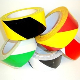 Striped Safety Warning Tape (66X40) (2" (48mm), Black-Yellow, 18yds, 7 mil)
