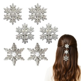ヘアクリップ 雪の結晶 【6個セット】シルバー 髪飾り ヘアアクセサリー ヘアピン キラキラ 結婚式 発表会 パーティー おしゃれ パール ラインストーン 銀 クリスマス 前髪 ミニ きらきらぷんぷん丸 HPNN-038