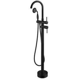 Aolemi Floor Mount Bathtub Faucet Freestanding Tub Filler Standing High Flow Shower Faucets with Vintage Handheld Matte Black